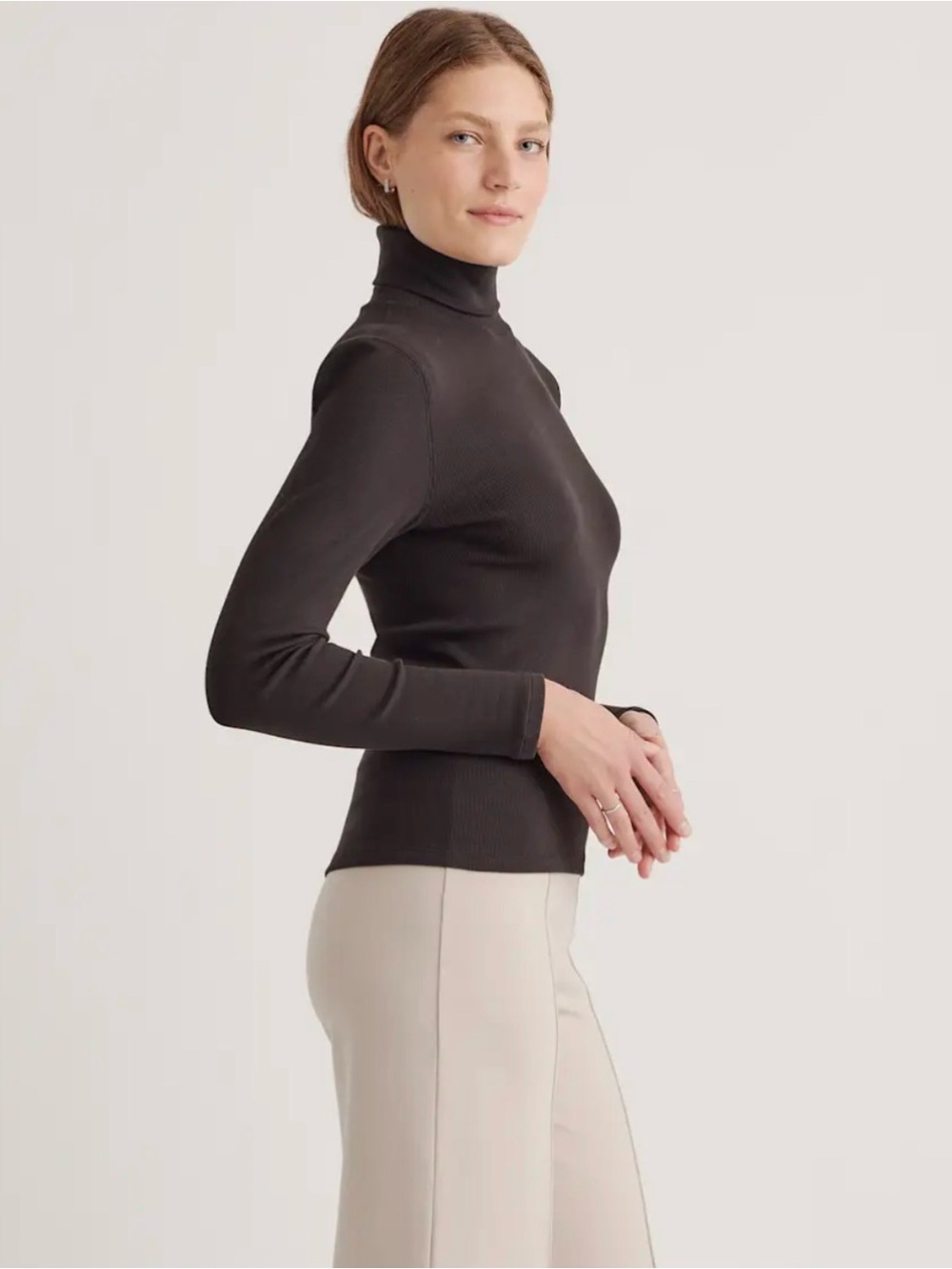 Quince Organic Cotton Micro-Rib Turtleneck - Picture 2 of 8